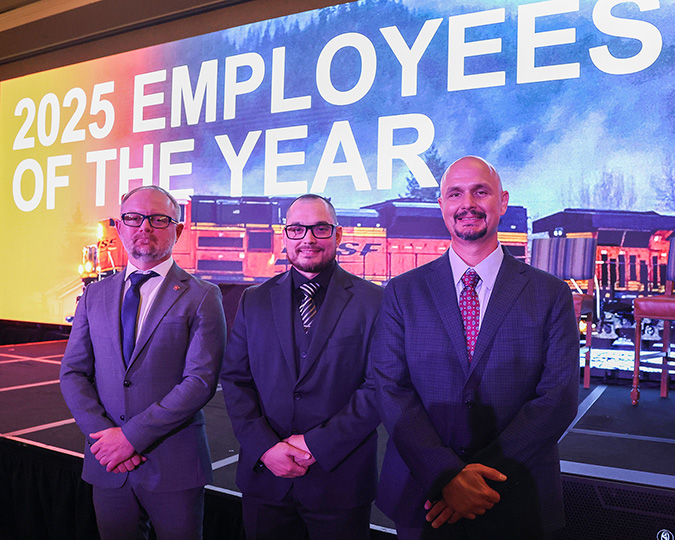 From left, Jakob Szyzdek, Bob Courteau and Matt Oldham at the Employees of the Year ceremony From left, Jakob Szyzdek, Bob Courteau and Matt Oldham at the Employees of the Year ceremony